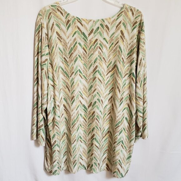 JM Collection Woman - Green, Tan, Yellow Top. Size 3X - Picture 2 of 4